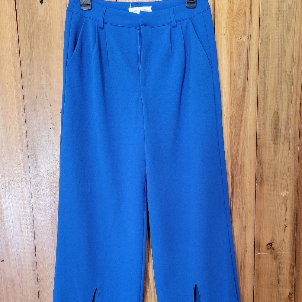 Happily Grey Womens Vibrant Blue Wide-Leg Pants Size 3
